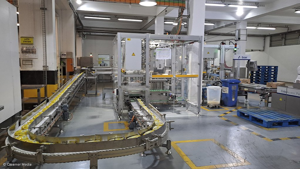 An image showing a packaging line at Nestlé's Mossel Bay dairy factory 