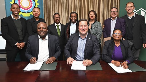 Mayor Geordin Hill-Lewis among local government and Nedbank officials during the signing ceremony