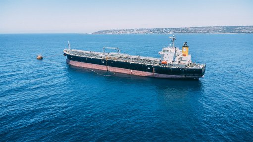 A tanker at sea near Mossel Bay