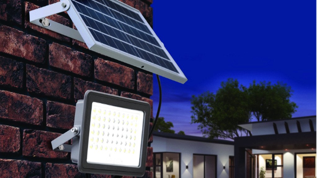 The above image depicts one of Spazio's LED lamps with a solar panel as the power source
