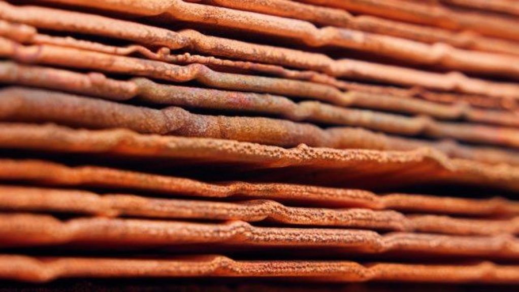 A stack of copper cathode