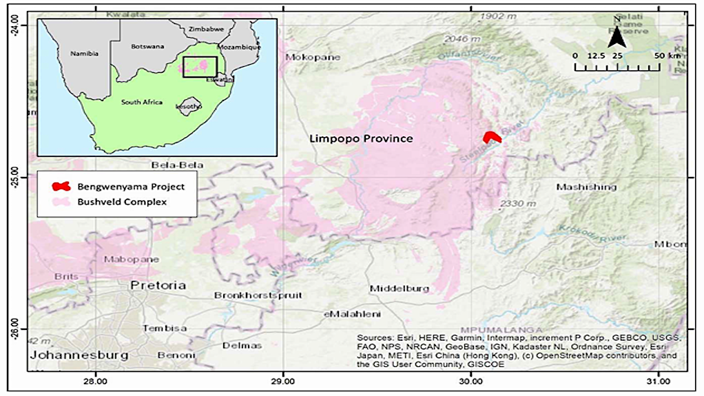 Location map of the Bengwenyama project