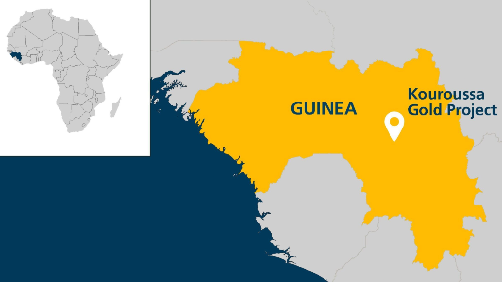 Location map of the Kouroussa project, in Guinea