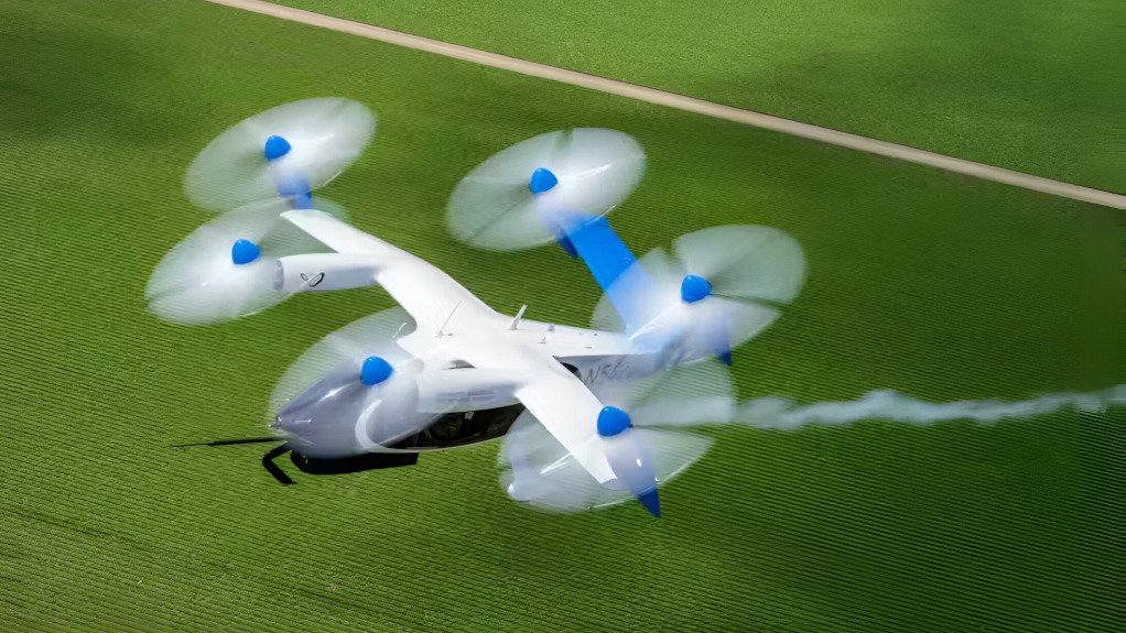 The Joby hydrogen-electric flight demonstrator on its range-demonstration flight, trailing only water vapour