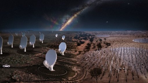 Composite of the SKA project at night