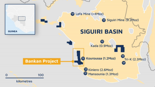 Location map of the Bankan gold project