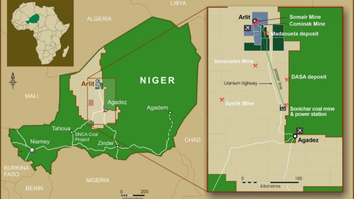 Location map of the Madaouela uranium project