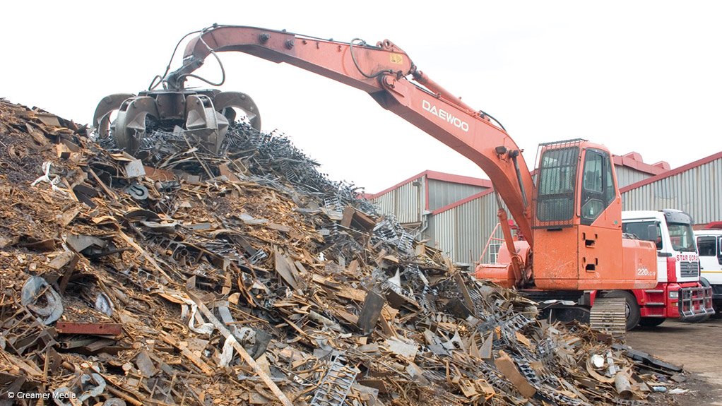 scrap metal with crane