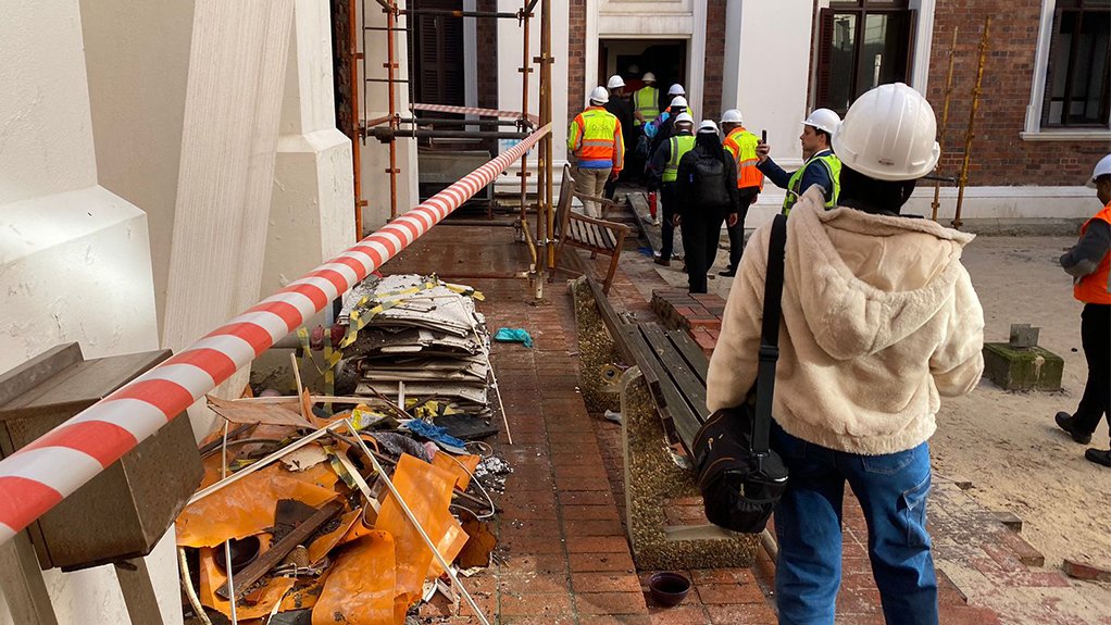 Outside the National Assembly building reconstruction project