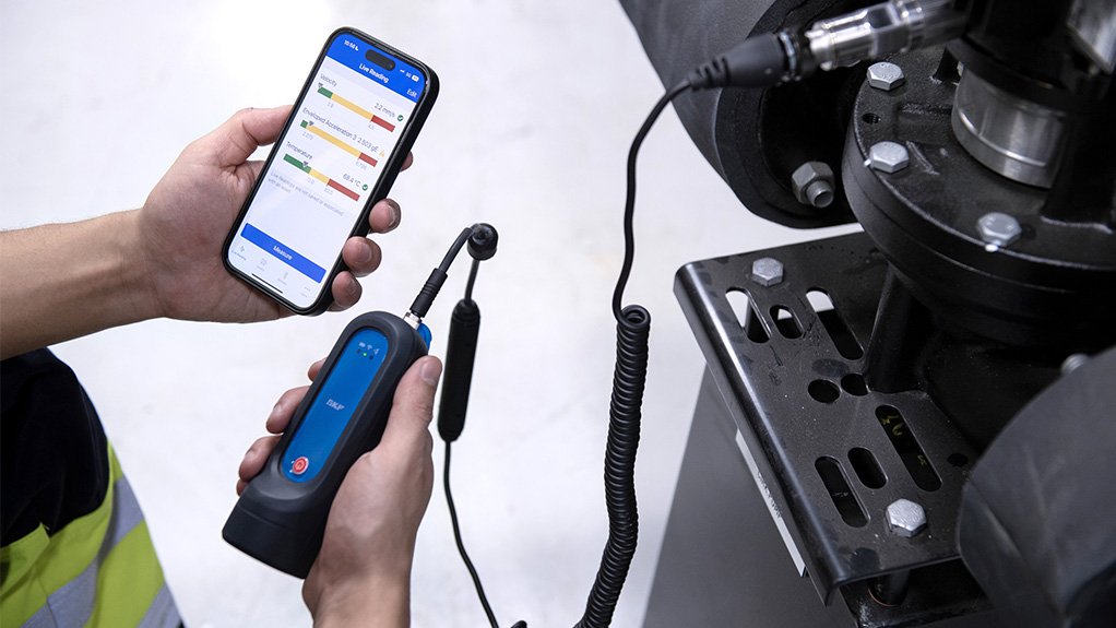 Image of smart phone displaying a machine health monitoring app