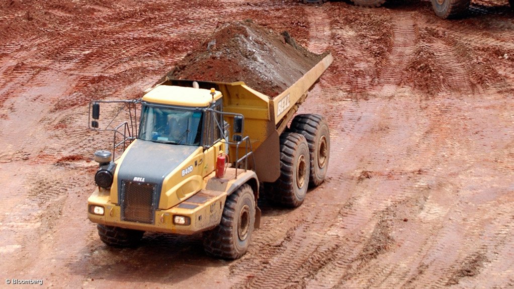 A haul truck transporting ore at a copper mine in Zambia