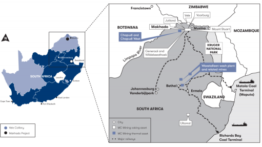 Location map of the Makhado coal project