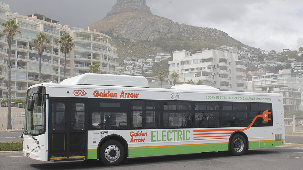 Image of an electric test bus in the GABS fleet