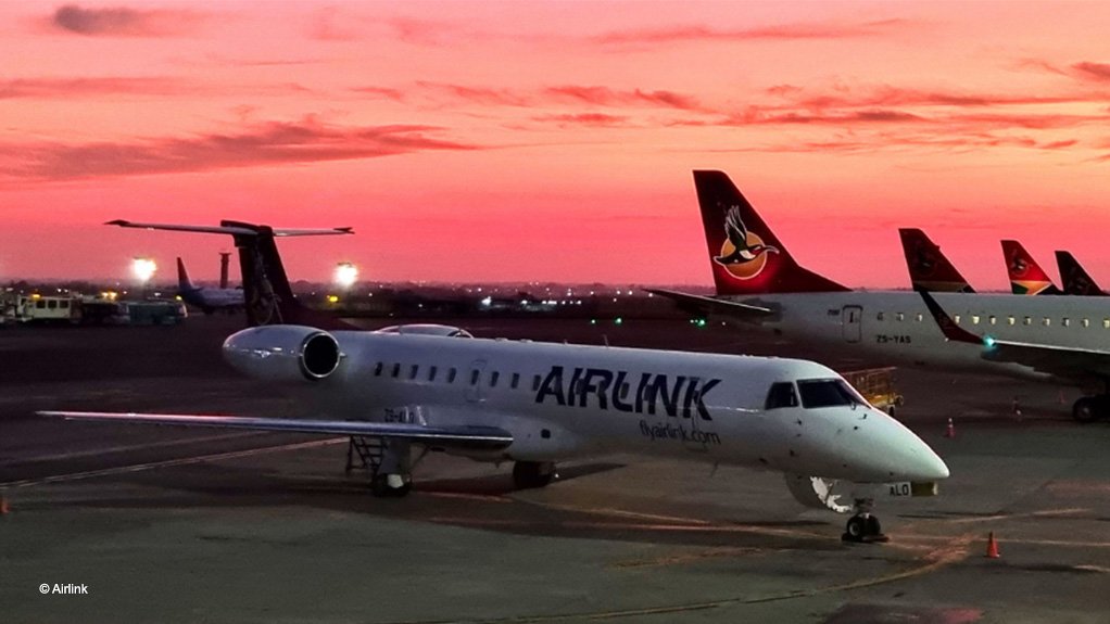 Airlink aircraft parked at an airport in South Africa