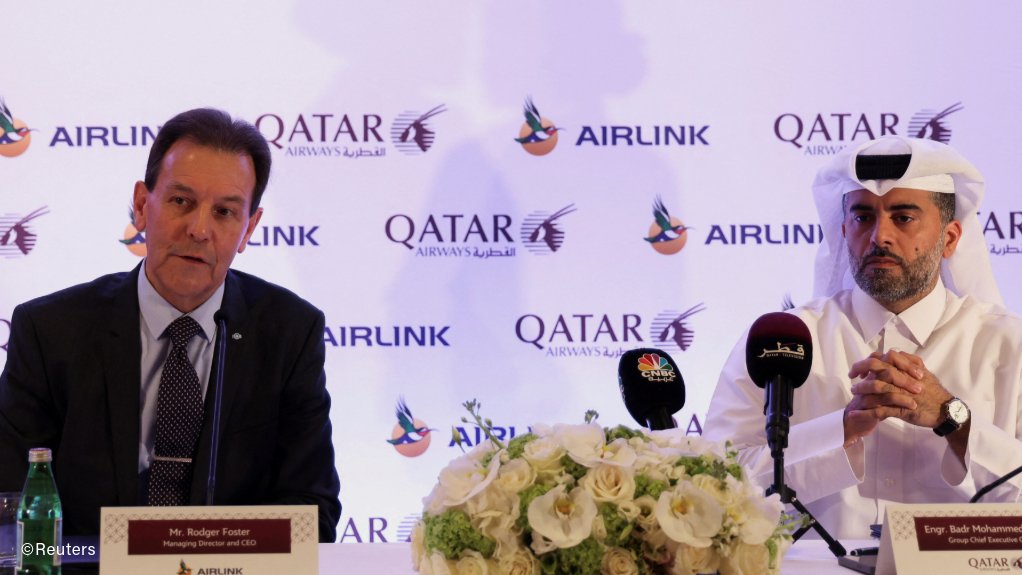 Airlink CEO Rodger Foster and Qatar Airways CEO  Badr Mohammed Al Meer