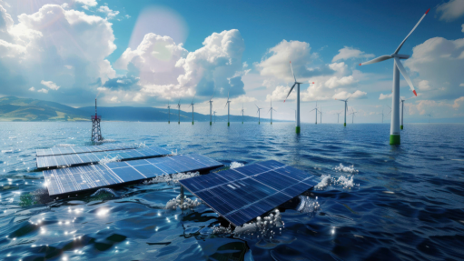 Image of offshore wind/solar farm