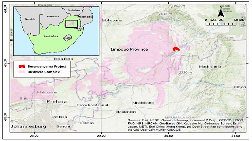 LOcation map of the Bengwenyama mine