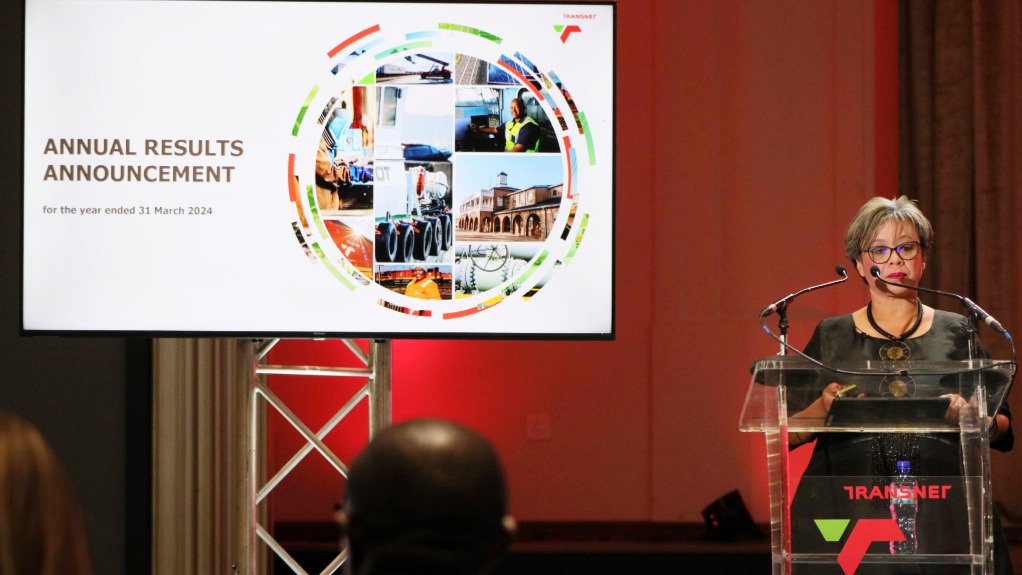 Transnet CEO Michelle Phillips delivering Transnet's 2024 results