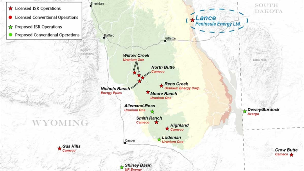 Location map of the Lance projects