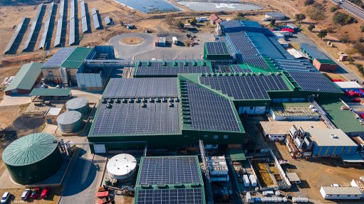 A SolarAfrica industrial solar PV installation, at the Sovereign Foods plant, in Hartbeespoort