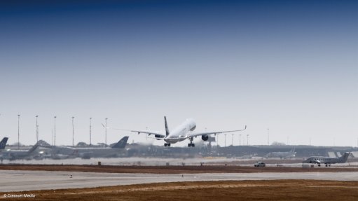 An aeroplance taking off from the OR Tambo airport in Gauteng