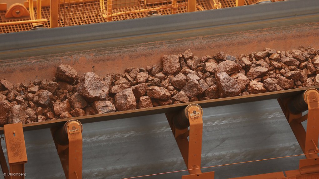 Iron-ore on a conveyor belt