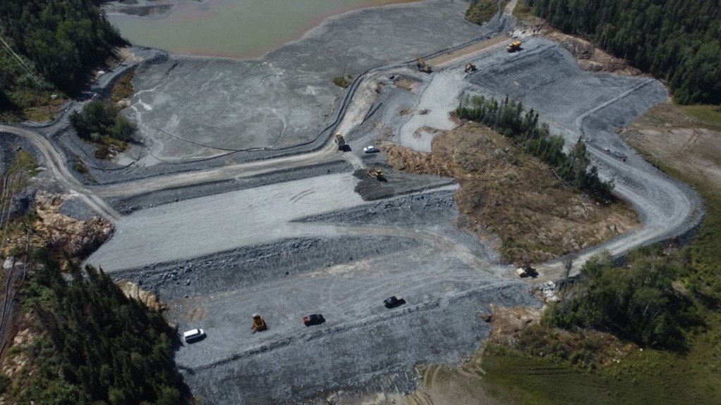 A tailings dam lift project is under way