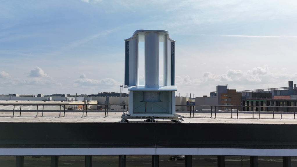 An image of the wind system unit on the edge of the building roof