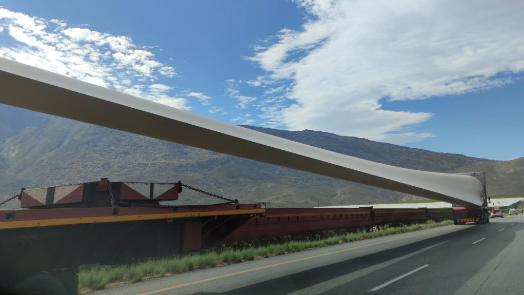 An image of a wind turbine being transported 