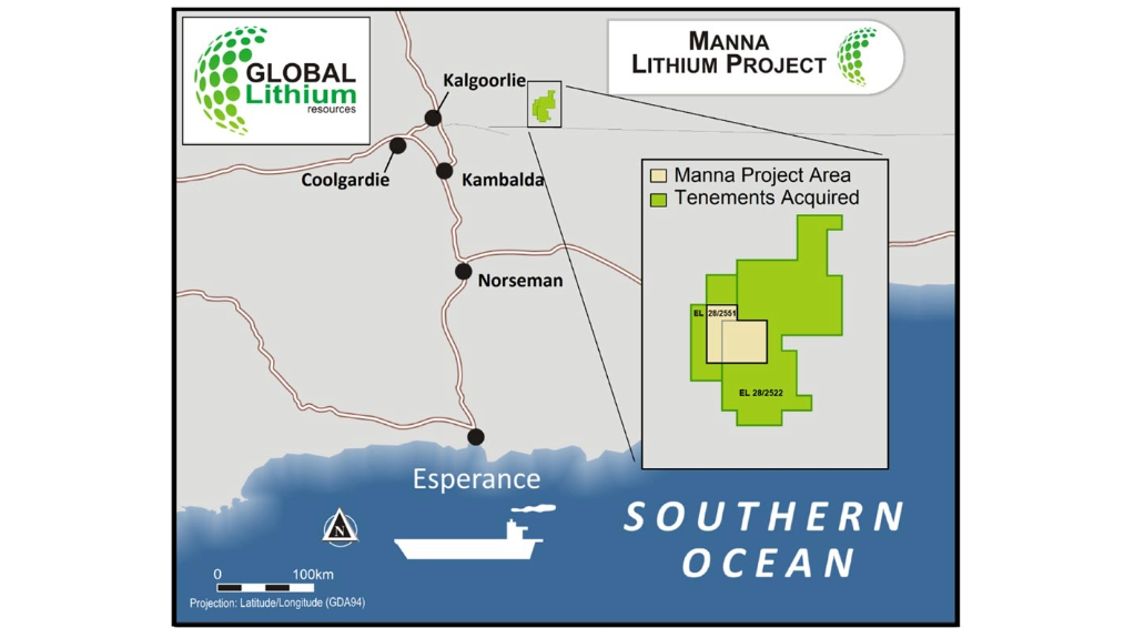 Location map of the Manna lithium project