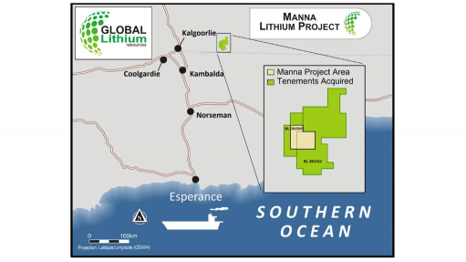 Location map of the Manna lithium project