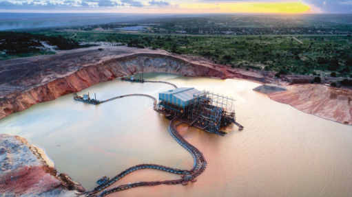 Image of dredging works at the Moma titanium project