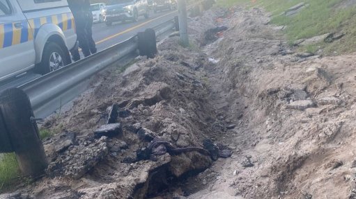 Image of a trench dug next to the M5 by cable thieves