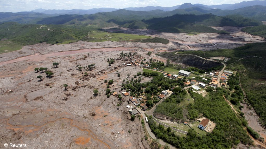 Bento Rodigues district was covered in mud after Samarco dam burst in Mariana November 2015