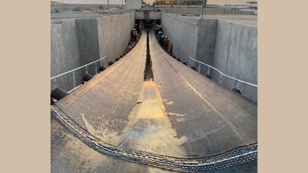 An image of a mine conveyor that has been joined using the Super-Screw