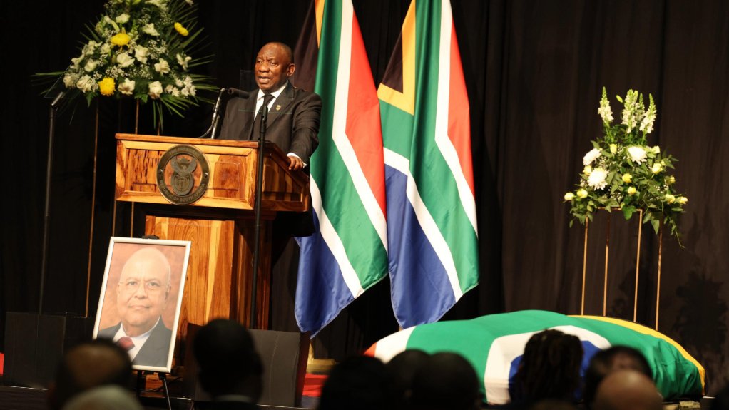 President Cyril Ramaphosa delivering the eulogy at former Minister Pravin Gordhan’s funeral