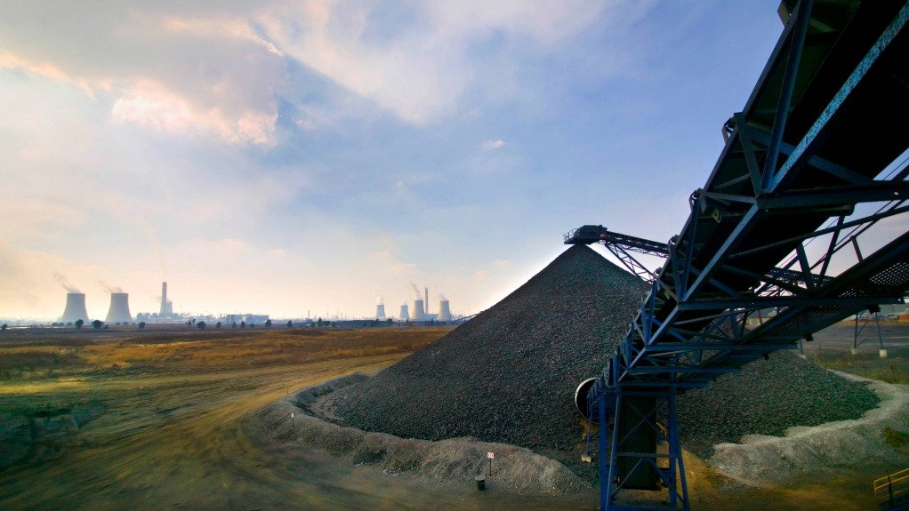 An image of a coal stockpile at Sasol