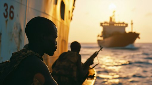 Somali pirates on a boat with guns