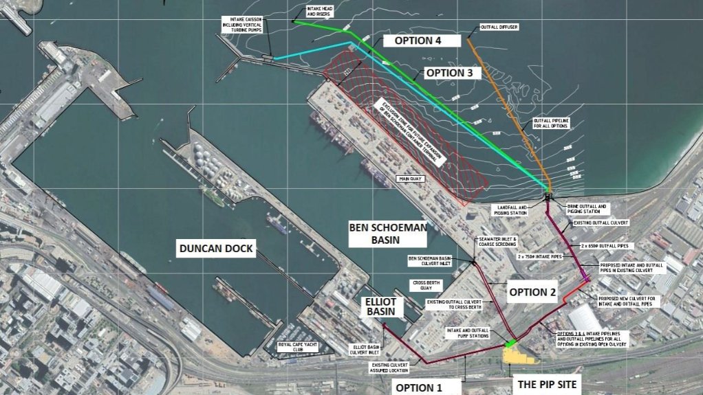 The intake options being investigated for the proposed desalination site