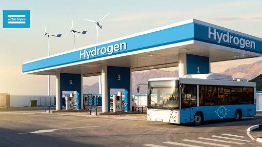 Image of a hydrogen fuel station and hydrogen-fuelled bus