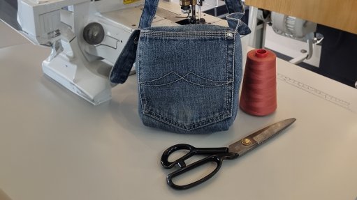 A handbag made from old denim