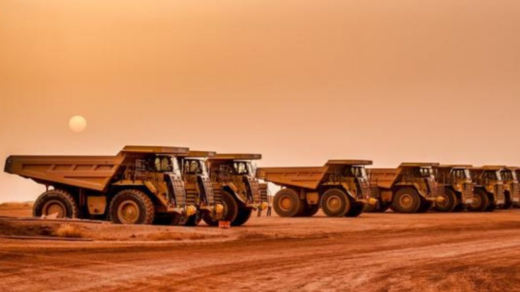 Haul trucks at a mine in Burkina Faso