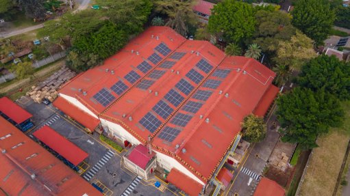 An Aerial image of Henkel in Nairobi with soar panels on its roof