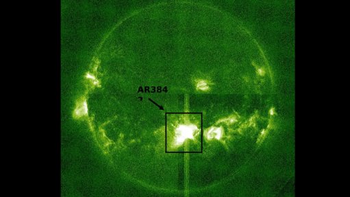 An image of the sun showing sunspot 3842