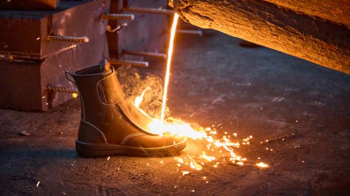 The above image depicts the Emperor Smelter Boot withstanding molten metal 