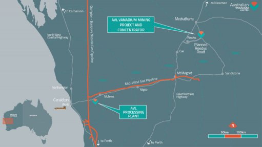 Location map of the Australian vanadium project