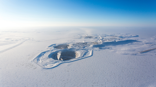 Aerial view of the Diavik mine