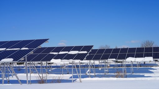 Solar panels in the snow