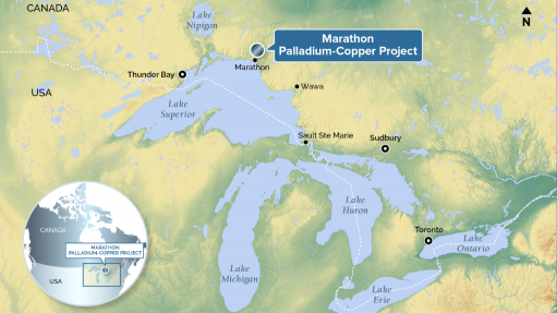 LOCATION MAP OF THE MARATHON COPPER/PALLADIUM PROJECT