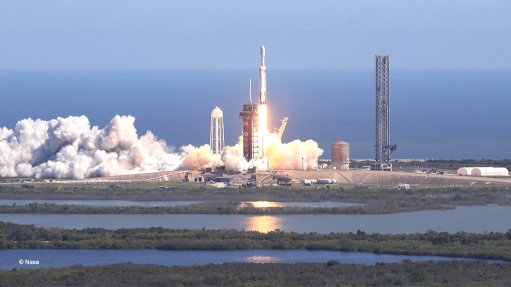 Lift-off of the Falcon Heavy rocket carrying Europa Clipper